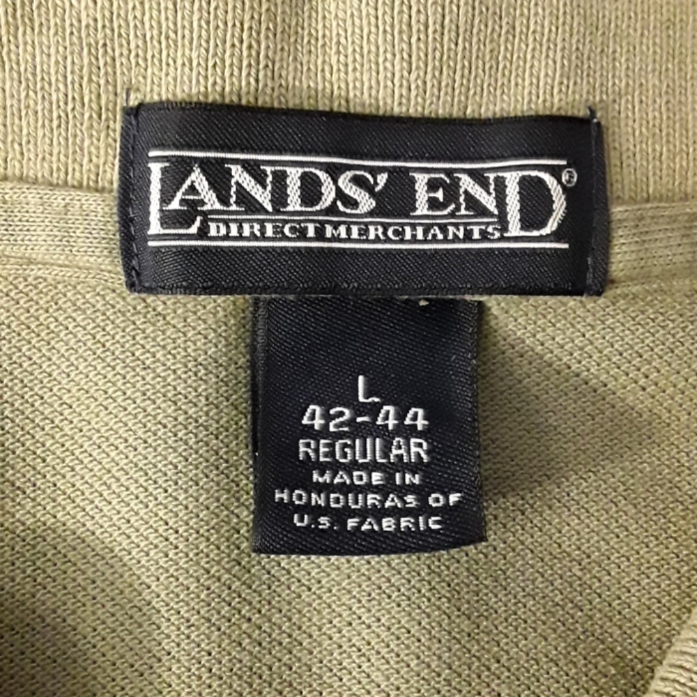 Lands End Mens Polo Shirt Sage Green EUC